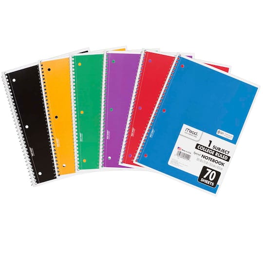Mead&#xAE; Spiral 1 Subject College Ruled Notebook, 6ct.